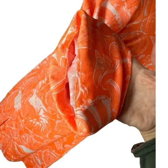 Key West Hand Print Vanda Rare Neon Orange Nautical 3/4 Sleeve Vintage Top - Picture 10 of 12